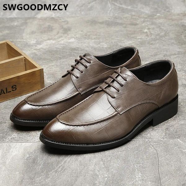 Sapatos de vestido de couro formal para homens marrom elevador coiffeur casamento 2024 homem ayakkab