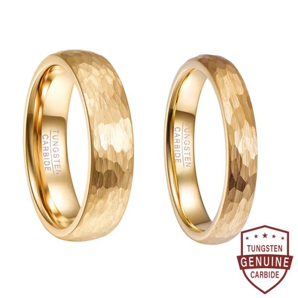 Bande 6 mm 4 mm in oro colore martellato di tungsteno anello in carbone a cupola fit anello di fidanzamento 512