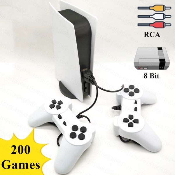 Consoles GS5 Retro TV Video Game Console Player para Nes 8 Bit Games com 200 diferentes jogos embutidos Double Gamepads RCA Out Retro Toy