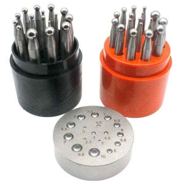 Equipamentos 17PCS Punches Set Dapping Block para Metal Formando Doming Jóias Smithing Tool