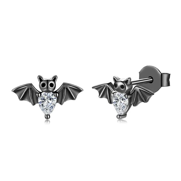 Orecchini in argento sterling 925 nero vampiro gotico pipistrello orecchino gioielli regali di Natale di Halloween per donne fidanzata moglie ragazze adolescenti