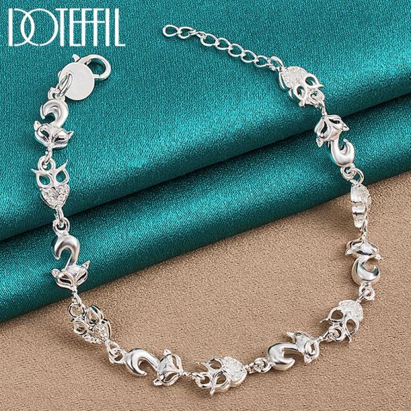 Armreifen DOTEFFIL 925 Sterling Silber Fuchs Eule AAA Zirkon Armband Kette Für Frauen Hochzeit Verlobung Party Mode Charme Schmuck