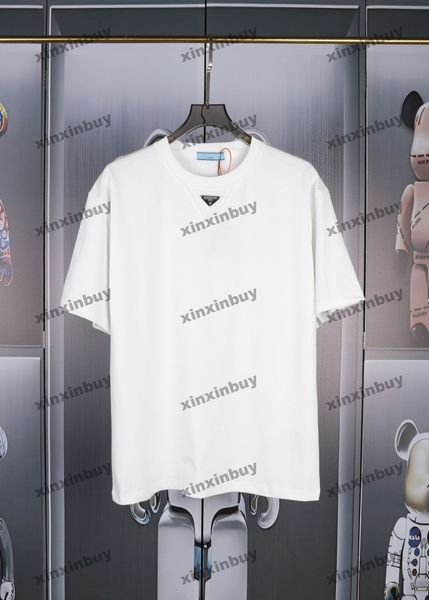 xinxinbuy Maglietta da uomo firmata Tee 2024 Etichetta in metallo stampa di lettere Italia manica corta in cotone da donna Grigio nero S-XL