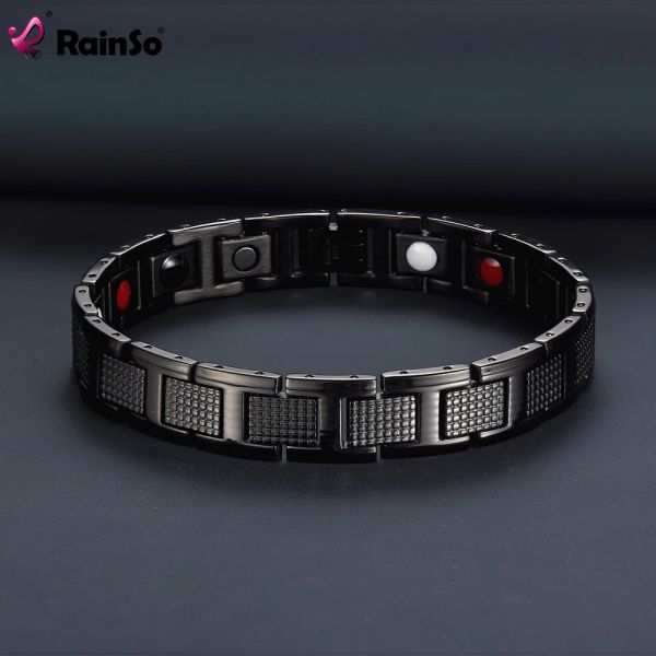 Armbänder Regenso Armband Männer Magnetische Schmuck Mode Edelstahl Schwarze Armbänder Armreifen Armband Sportstil Neues Design Männliches Geschenk