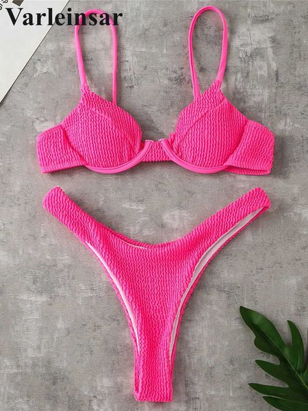 Kadın Mayo Yeni Yenileme Bitmiş Yüksek Kesik Bikini Mayo Kadın Mayo Kadın İki Paruslu Bikini Seti Tangon Bater Mayo Sim V2697B J240221