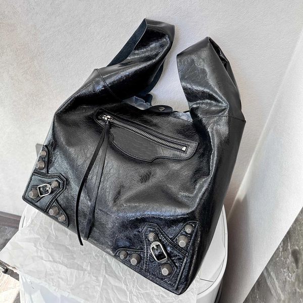Le-cag hobo balde saco arena designer de couro bolsa de ferragem espelho removível qualidade crossbody ombro bolsa da motocicleta 240215