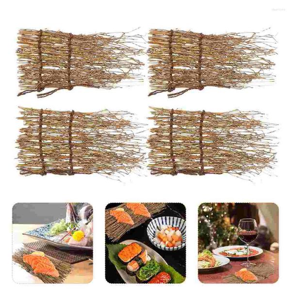 Наборы столовой посуды, 4 шт., тарелка для сашими, декор для ресторана, миниатюрное украшение, бамбуковая шелковая сервировка
