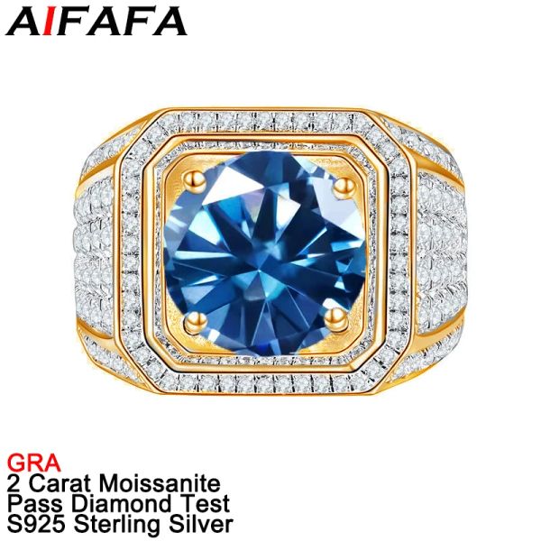 Ringe 2 Karat Saphir Moissanit Goldringe für Männer Frauen Grün Rot Lila Moissanita Labordiamant S925 Silber Edlen Schmuck Großhandel