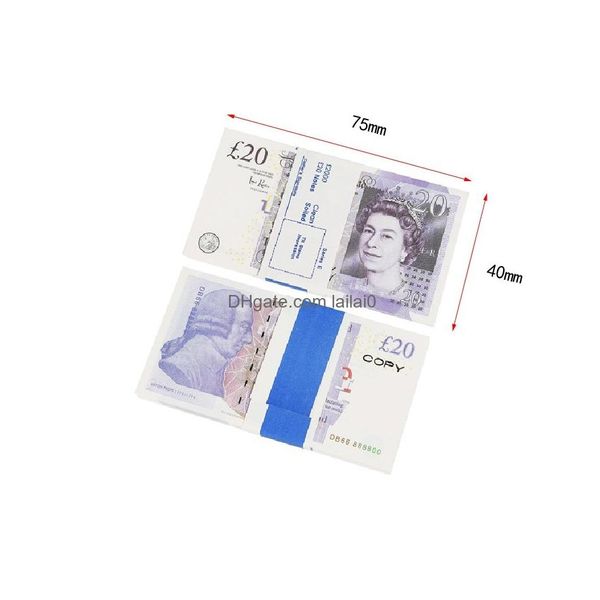 Andere festliche Partyzubehör-Requisite, Geldkopie-Spielzeug, Euro, realistische gefälschte britische Banknoten, Papier, vortäuschen, doppelseitig, Drop-Lieferung nach Hause, Ga Dh8Ta