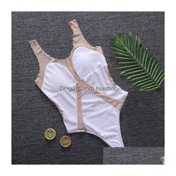 Women's Swimwear Womens Sexy Meshwork One Piece Swimsuit 2022 Verão Praia Ver através de Banheira Mulheres Bikini Skinny Bodysuits Dr Dhm2T