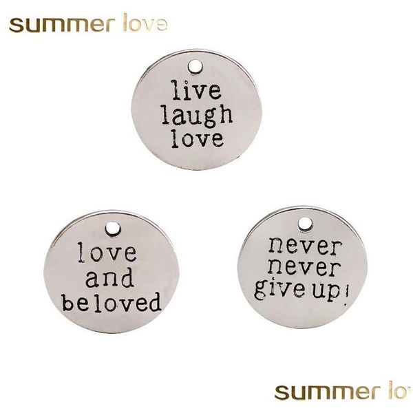 Altro nuovo arrivo Never Give Up Inspirational Pendenti Gioielli Fascino Nastro placcato Accessori rotondi Fit Collana Bracciali Drop Deliv Dh1A9