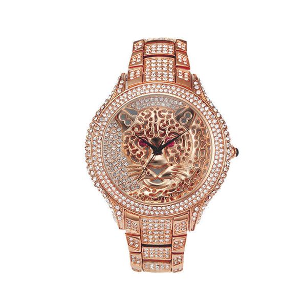 Senhorita estilo europeu venda quente moda leopardo personalizado incrustado com relógio feminino inglês