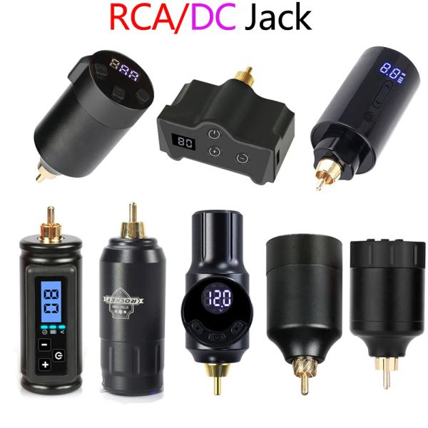 Fonte de alimentação para tatuagem profissional, conector rca/dc, tela digital led, sem fio, bateria portátil, cabo tipo c para máquina de tatuagem, caneta