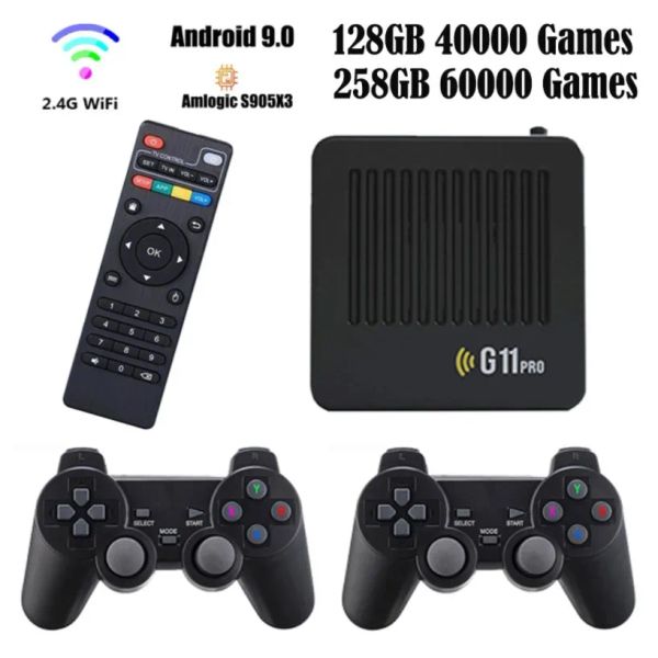 Konsolen G11 Pro Drahtlose Videospielkonsole Android 9.0 Set-Top-Box 60000 Retro-Spiele für PS1 PSP 4K TV Game Box Gaming-Konsolen Geschenke