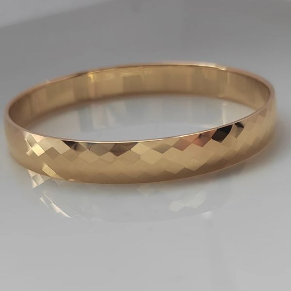 Bangles 8mm Width Classic Facet Women/Girl Hi Tech Gold Bating Tungsten Bangle