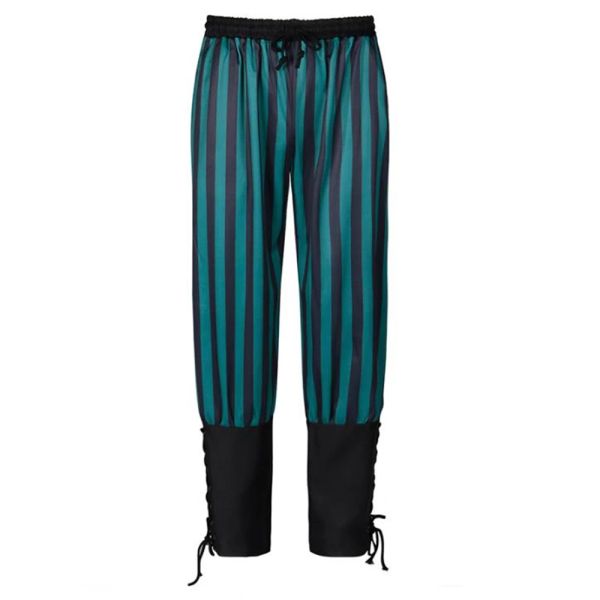 Pantaloni Burlesque Uomini Adulti Pantaloni da Pirata Medievale Strisce Costume da Pagliaccio Pirata Leggings Larghi Navigatore Pantaloni con Fasciatura per Gamba T