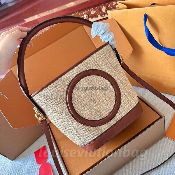 2024SS Designer-Tasche, Einkaufstasche, Woody The Tote Straw Bag, Damen-Urlaub, Sommer, Reisen, Strandtaschen, Clutch, Umhängetasche, Strand-Umhängetasche