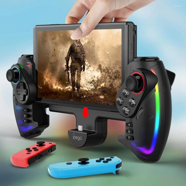 Controladores de jogo para nintendo switch controlador handheld joypad embutido 6 eixos rgb luz turbo gamepad joystick oled console