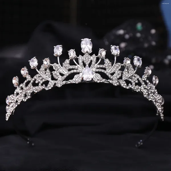 Grampos de cabelo elegante princesa diadema brilhante strass tiaras e coroas ouro/prata cor liga headbands noiva jóias de casamento