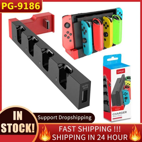 Carregadores iPega PG9186 para Nintendo Switch JoyCon 4 Charging Dock Stand Station Game Controller Charger para NS Game Console com Indicato