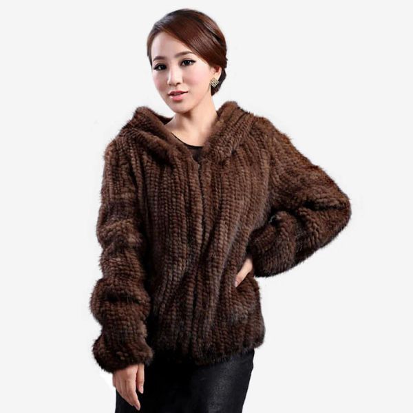 Pelz Neue frauen Nerz Pelzmantel Mode Stricken Mit Kapuze Lange Hülse Jacke Mantel Dame Allmatch Zipper Strickwaren Benutzerdefinierte Plus größe