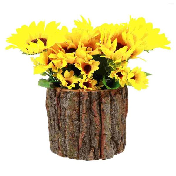 Dekorative Blumen, Sonnenblumen-Ornament, künstliche Pflanze, künstliche grüne Dekore, Innendekoration, künstliches Zuhause aus Holz