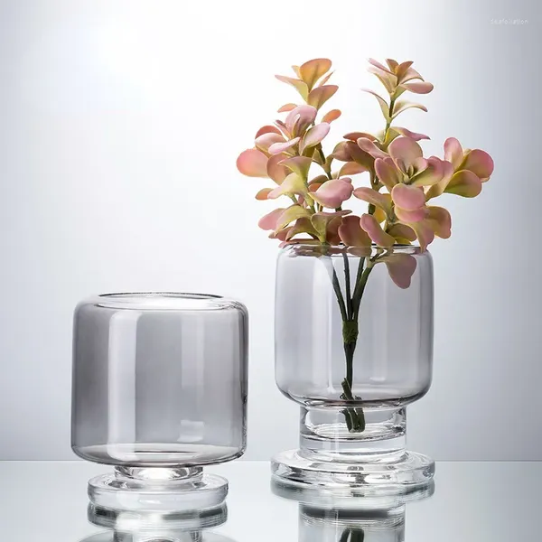 Vasos transparentes flores hidropônicas verde abacaxi rosa decoração de vidro vaso sala de estar macio