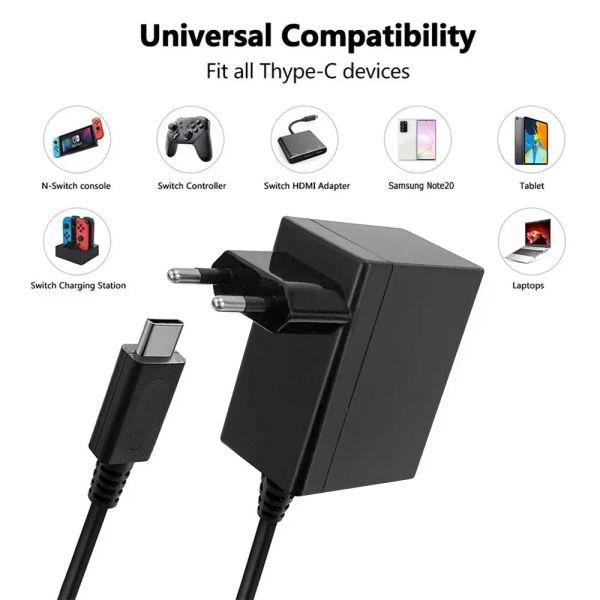 Chargers 110240 V Caricatore dell'adattatore AC 5V 2.4A Caricatore da viaggio per Nintend Switch UE/US Plug Charging USB Tipo C Adattatore di alimentazione Alimentazione