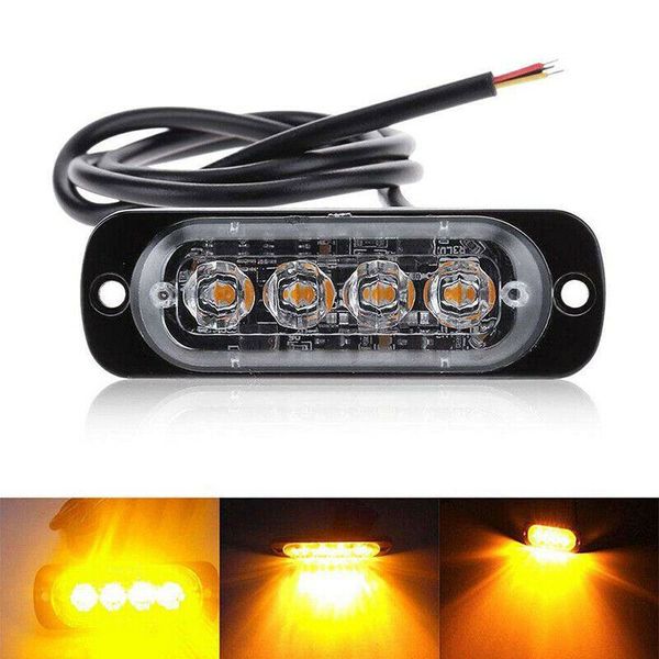 4 LED Luzes Estroboscópicas de Advertência para Carros Caminhões Piscando Farol de Polícia Sinal de Emergência Grill Lâmpada em Azul Âmbar Branco Vermelho ZZ