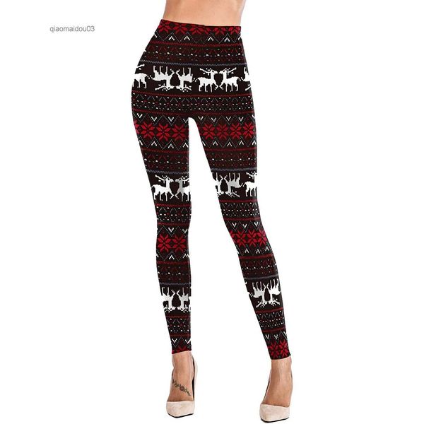 Женские брюки-капри, женские рождественские колготки, эластичные мягкие и милые леггинсы с принтом, теплые брюки до щиколоткиL2402