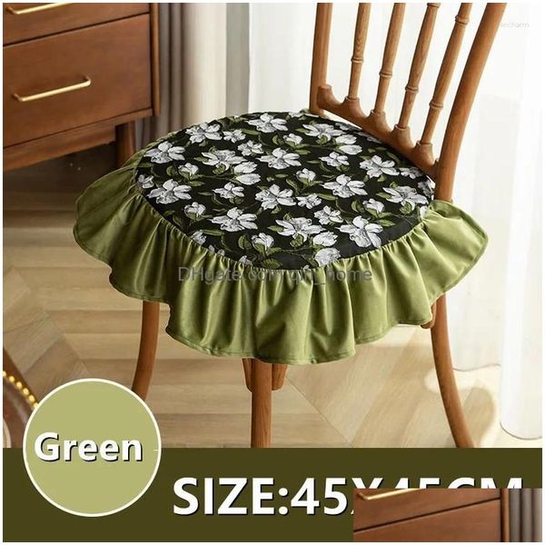 Almofada / Travesseiro Decorativo Estilo Francês Ruffled Edge Chair Pads Fino com Strap Stool Atacado Home Decoração Drop Delivery Garden T Dhvqc