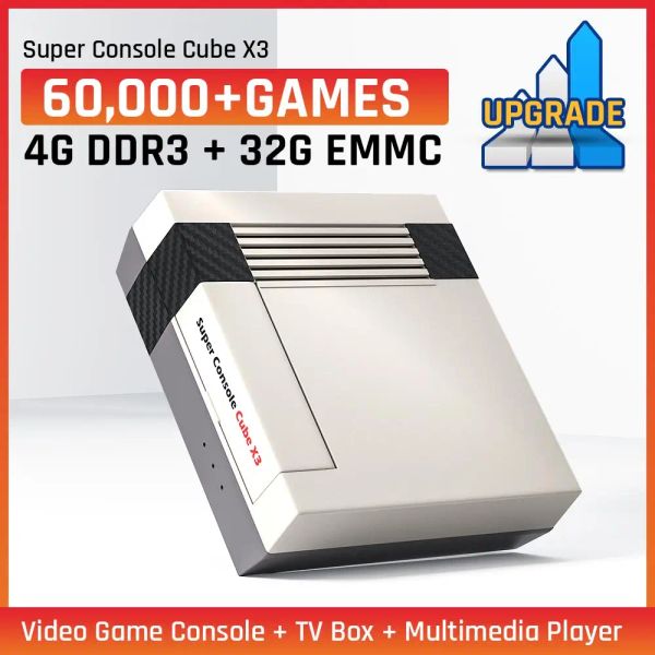 Consoles portátil console de videogame 4k 60000 jogos retrô super console cubo x3 para psp/ps1/sega saturn 2.4g controlador presente de natal