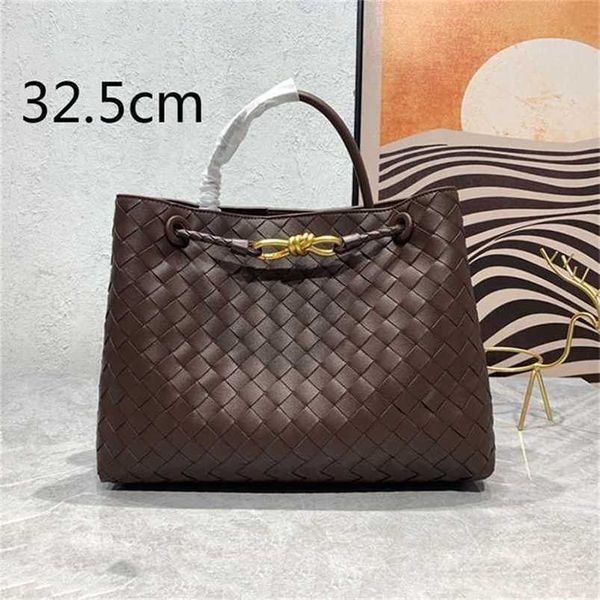 Bolsa BottegVenets Andiamos Bolsa de Couro Genuíno 10a Tecido Intrecciato Ombro Compras de Grande Capacidade Genuína Bolsa Feminina Simples Bolsa Crossbody H