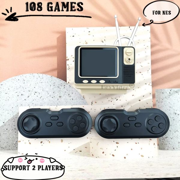 Jogadores Novo Mini Retro TV Game Console Handheld Video Game Console Relógio Digital Builtin 108 Jogos Diferentes para NES AV Out GV300