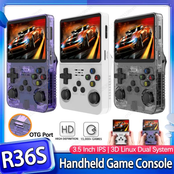 Jogadores R36S Retro Handheld Video Game Console Open Source Linux System 3.5inch IPS R35S Pro Pocket Game Player 64GB Jogos