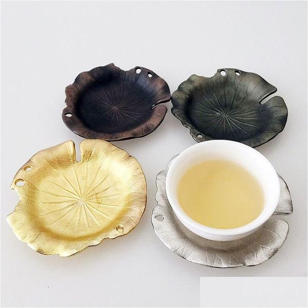 Altri bicchieri Caffè Set da tè Accessori Tazza di rame fatta a mano Rami di stagno Sottobicchiere Sottobicchieri creativi resistenti al calore Drop Deli Dhpuy