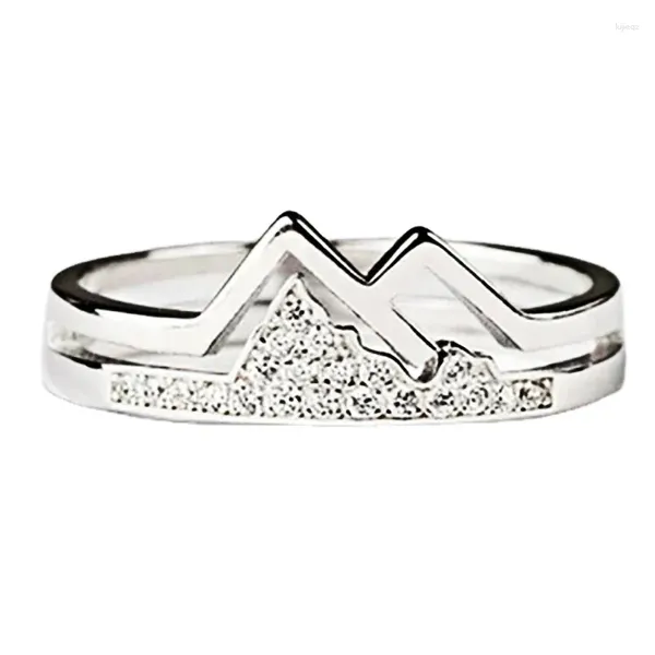 Anéis de cluster moda luxo 925 anel de prata esterlina neve chapéu montanha empilhável cz personalizado jóias presente para meninas adolescentes