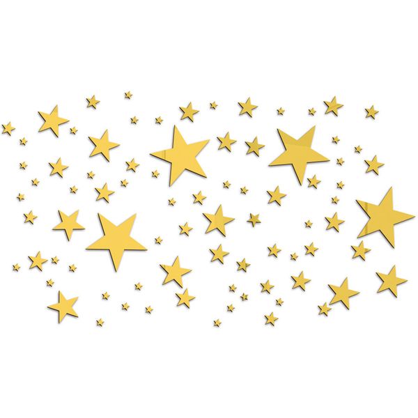 82pcs/Set Star 3D Acryl Wandkleher Spiegel unregelmäßiger Spiegel Eitelkeitsspiegel Kunst Aufzeichnung Kinder Wohnzimmer Dekoration Dekorative Wohnkultur W0188