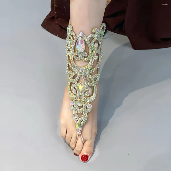 Palco desgaste feminino adulto high-end diamante-cravejado pulseira/tornozeleira desempenho acessórios dança do ventre mão pé