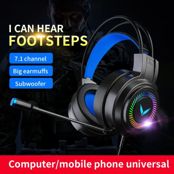 Kopfhörer G58 Neue professionelle Gaming-Headset Surround-Sound-Kopfhörer mit Mikrofon RGB 3,5 mm kabelgebundene Kopfhörer für CS GO PC XBOX PS4