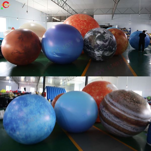 Atividades ao ar livre 3mD (10 pés) iluminação nove planetas balão inflável sistema solar bolas de ar para venda