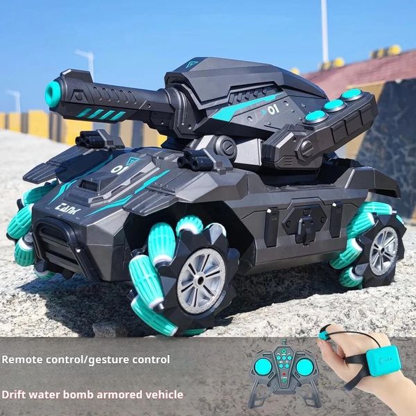 Z7 Neues ferngesteuertes Wasserbombenpanzer-Fernsteuerungsfahrzeug für Kinder, unbemanntes Toy Boy-Gestenerkennungs-Drift-Panzerfahrzeug 240221
