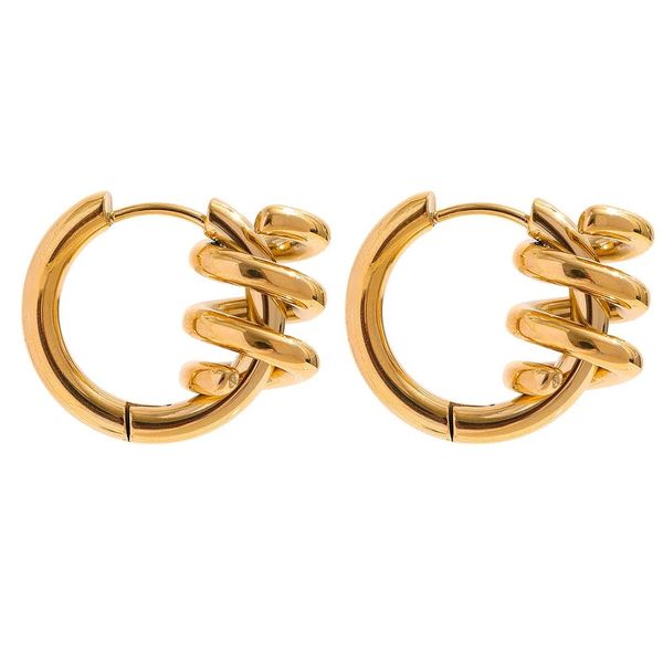 Витые серьги-кольца из 14-каратного золота для женщин, водонепроницаемые модные геометрические металлические украшения Aretes De Mujer