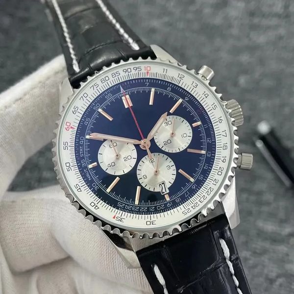 U1 Top AAA Bretiling B01 46MM Qualität Navitimer Uhr Chronograph Quarzwerk Stahl Mintgrün Schwarzes Zifferblatt 50. JAHRESTAG Herrenuhr Lederarmband Armbanduhr 25