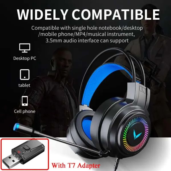 Наушники G58 Gaming Hearset Wired PC Gamer Наушники 7.1 Окружение 4D Стерео наушники ноутбука с цветным RGB Microphone 7 для PS4 Xbox