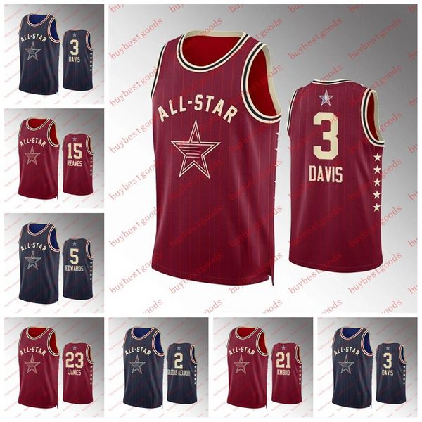 Anthony Davis Demar Derozan 2024 All Star Basquete Jersey Personalizado Costura Mens Anthony Edwards Austin Reaves Lebron James Devin Booker Donovan Mitchell Jerseys