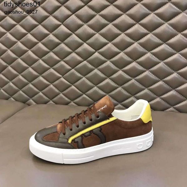 Sapatos Feragamo masculinos sapatos de couro da moda masculino sapatos casuais sapatos de tabuleiro sapatos da moda versáteis tênis de corrida sapatos de alta qualidade genuínos S337 SRB8
