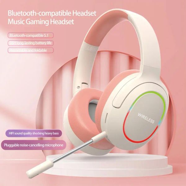 Cuffie Cuffie Bluetooth Cuffie Bluetooth senza fili Cuffie da gioco over-ear con microfono Auricolare stereo cablato per PC portatile PS4