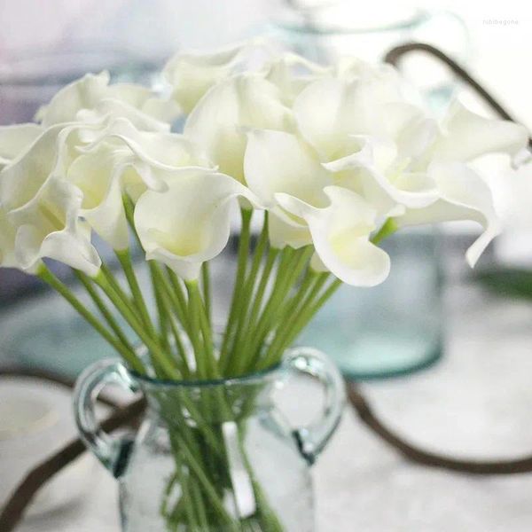 Fiori decorativi 5/10 pezzi 37 cm Calla artificiale Calla Lily Bride Bride Bouquets Real Touch False Piante per regali per decorazioni per la casa