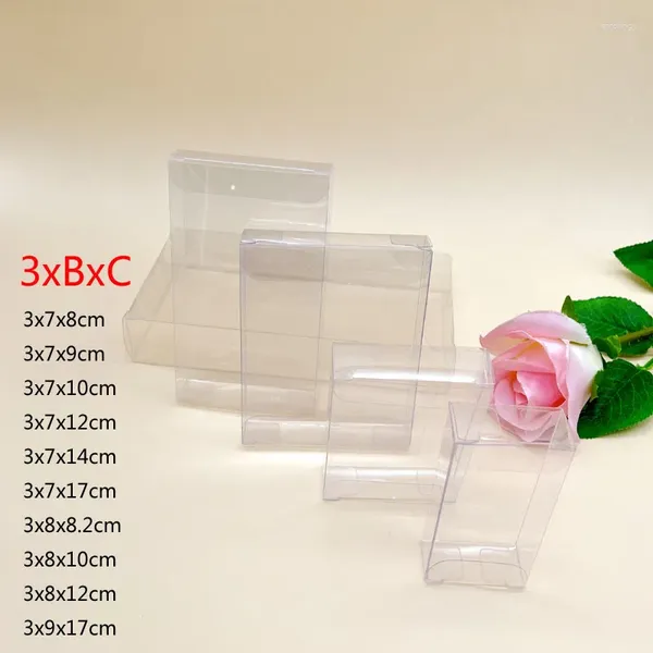 Schmuckbeutel 50 Stück 3xBxC Klare PVC-transparente Verpackungsboxen für Hochzeit Weihnachten Süßigkeiten Aufbewahrungsbox Kunststoff Geschenk offen 2 Seiten